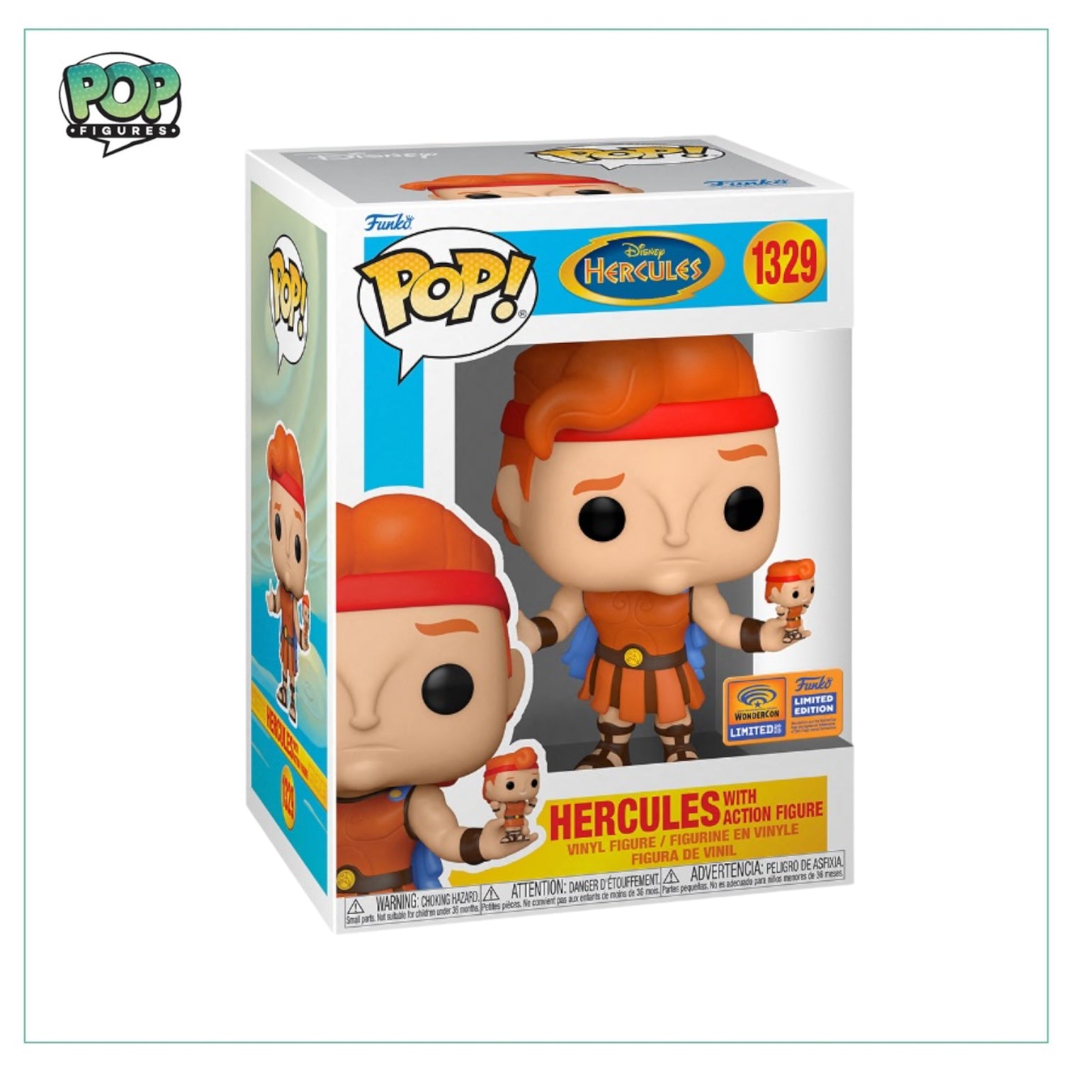 Hercules with Action Figure #1329 Funko Pop! - Hercules - Wonder Con 2023 Official Convention Exclusive Edition - Angry Cat