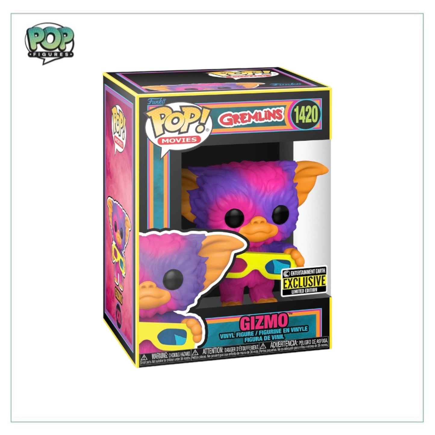 Gizmo #1420 (Black Light) Funko Pop! - Gremlins - Entertainment Earth Exclusive - Angry Cat
