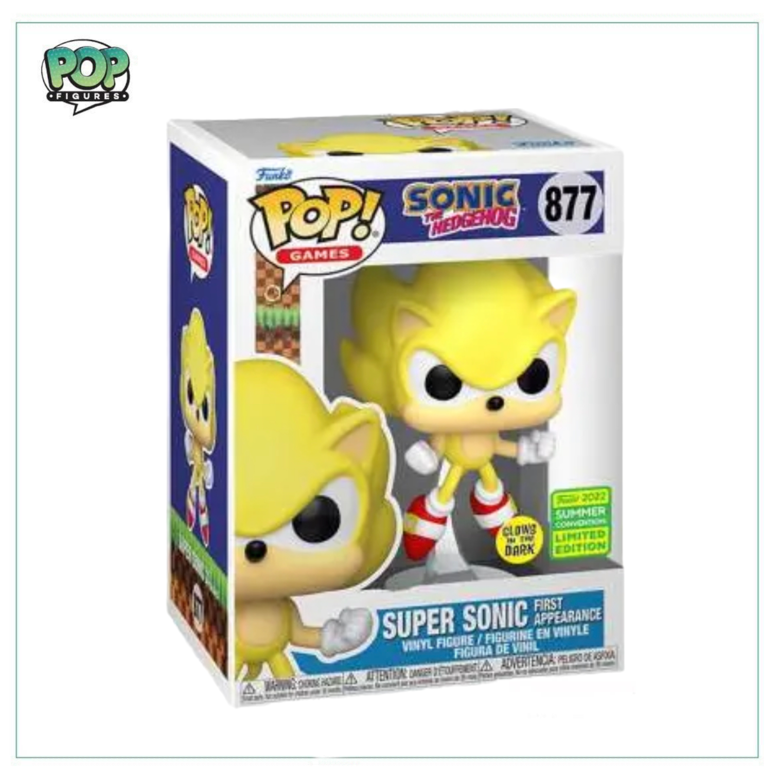 Super Sonic First Appearance (Glows In The Dark) #877 Funko Pop! Sonic The Hedgehog - 2022 SDCC Shared Exclusive - Angry Cat