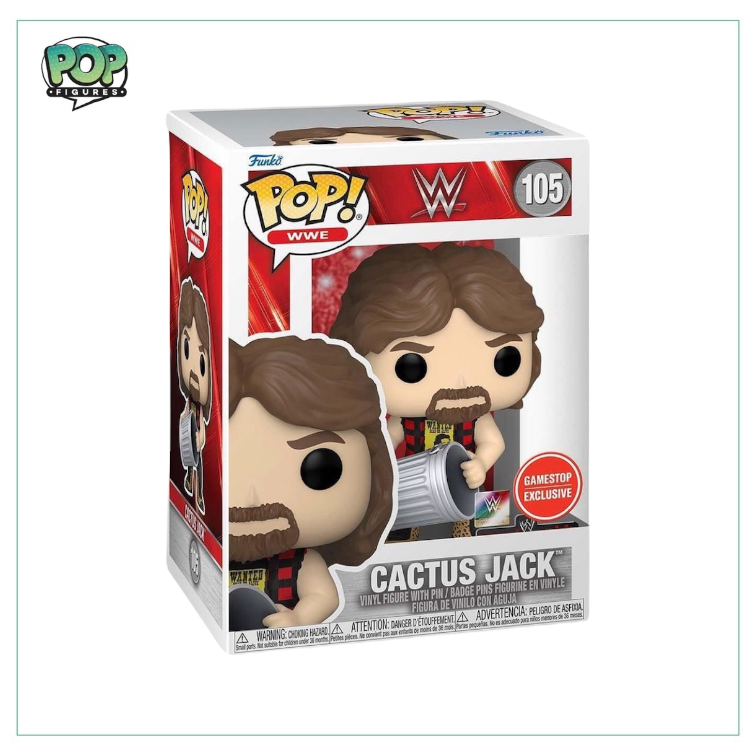 Cactus Jack w/ Pin #105 Funko Pop! - WWE -  GameStop Exclusive - Angry Cat